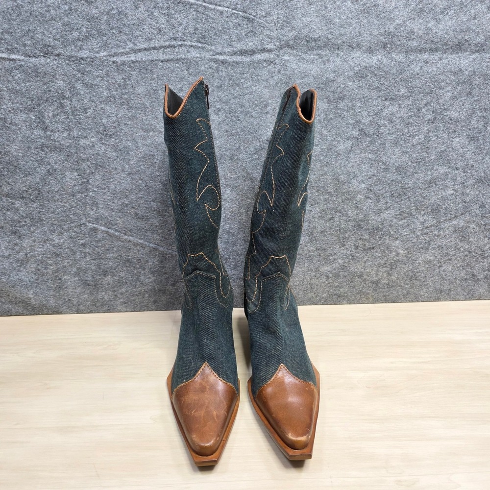 Coconut Matisse Women's Faux Leather Denim Cowboy Boots Western Size 7.5 M - Picture 5 of 12